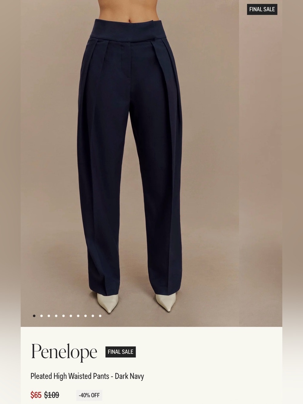 MWT Meshki Penelope Dark Navy Pleated High-Waist Trousers